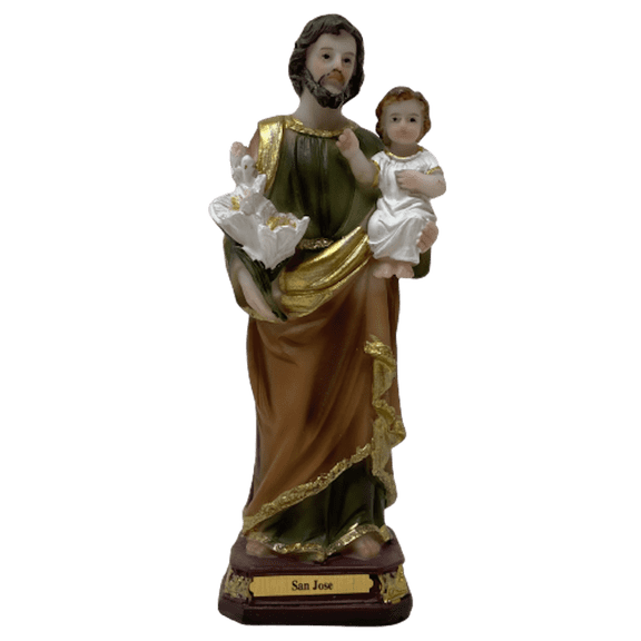 San Jose with Child Jesus Religious Statue, Multicolor Resin, 12 Inch Height, Tabletop Home Decor San Jose De Nazaret