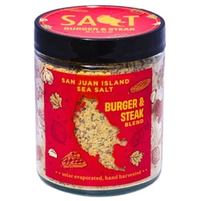 San Juan Island Sea Salt Burger & Steak Blend Seasoning, 4.25 oz Gourmet Steak Rub, Burger Seasoning, All-Natural Sea Salt Spice Blend for Grilling, BBQ, Beef, Chicken & Vegetables