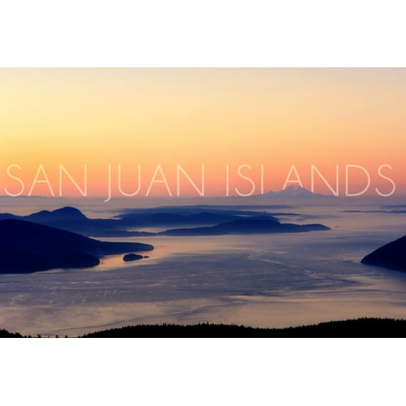 San Juan Islands, Washington, Skyline at Sunset (9x12 Wall Art Print, Home Decor)