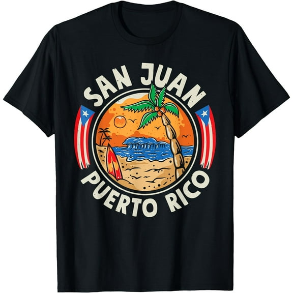 San Juan Puerto Rico Beach Retro Vintage 70s Sunset Summer T-Shirt Shirts