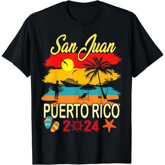 San Juan Puerto Rico Vintage Graphic Retro 70s Sunset Beach T-Shirt