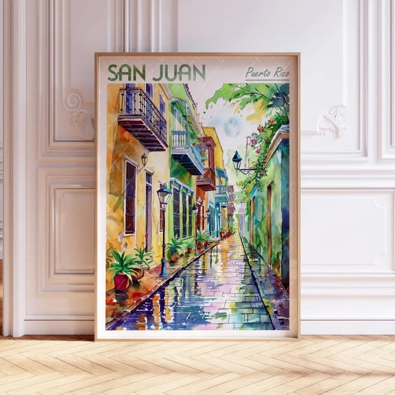 San Juan Watercolor Wall Art, San Juan Print, Puerto Rico Travel, World Cities Wall Art, Pastel Colors Travel Art #3086, Unframed Poster Size 12x18