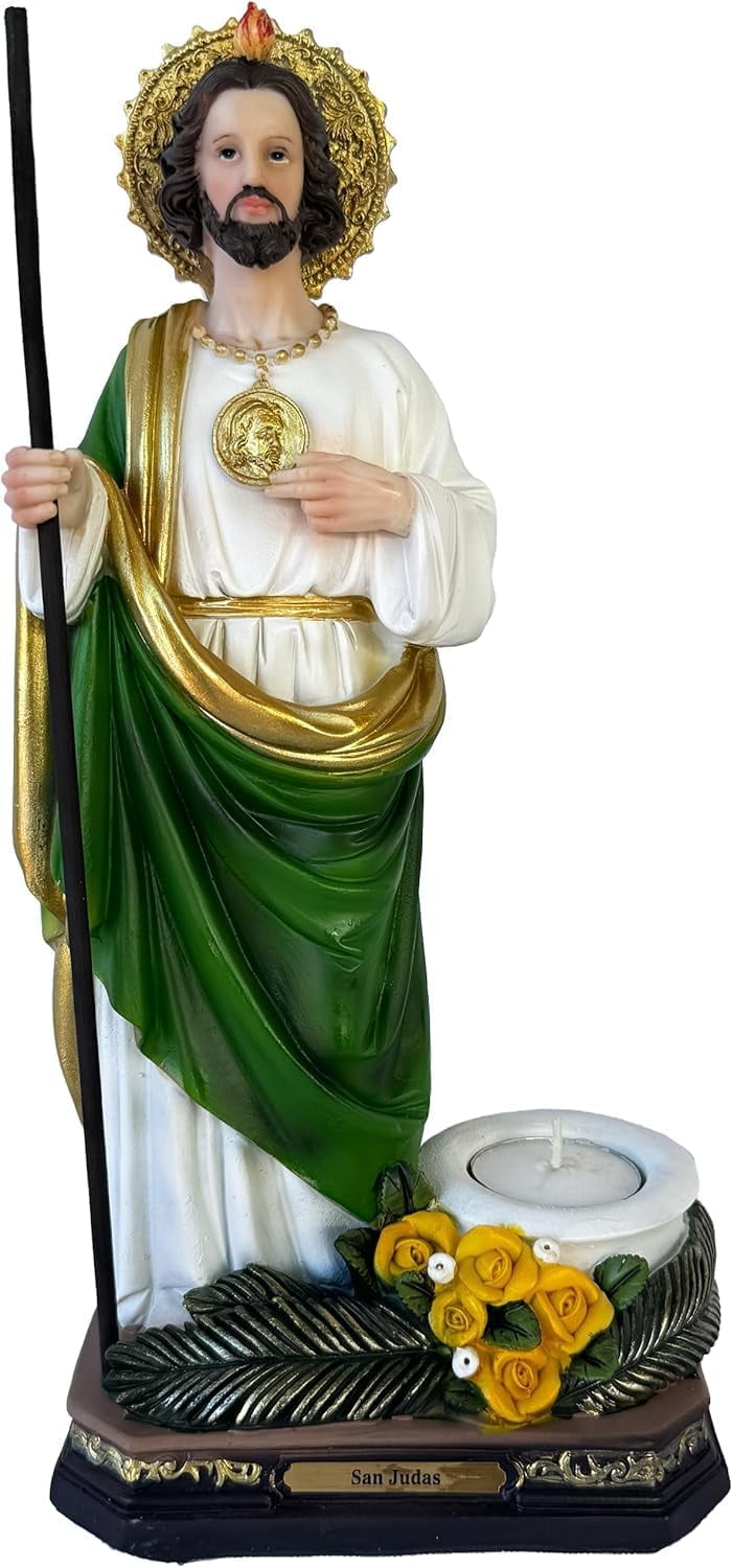 San Judas Tadeo Statue With Candle 12 Patron Saint Of Hopeless san-judas-tadeo-statue-with-candle-12-patron-saint-of-hopeless