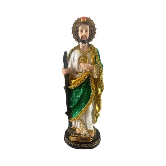 San Judas Tadeo Statue with Glitter 12 Inch Religious Figurine | Saint Jude Thaddeus | Catholic Decor for Home, Church, or Altar | Patron Saint of Hope and Miracles