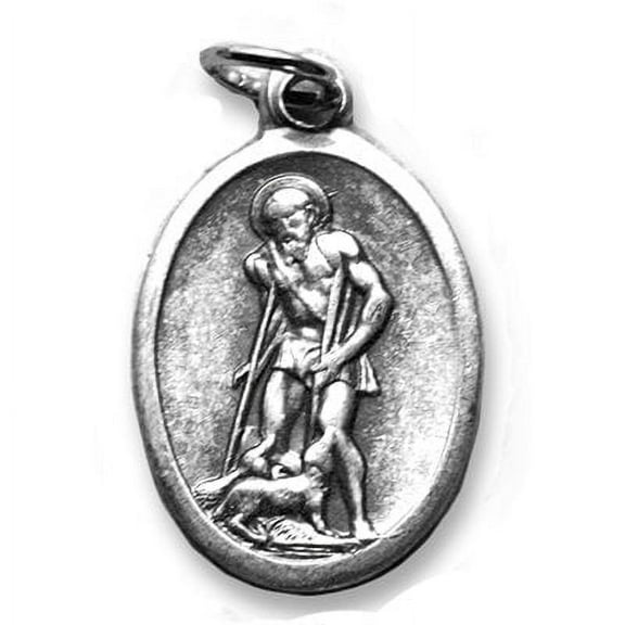 San Lazaro Babalu Aye Patron de los Enfermos Medalla Con Base De Plata