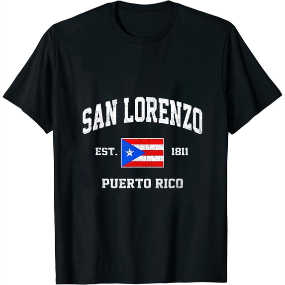 San Lorenzo Puerto Rico vintage Boricua flag Athletic style Womens T-Shirt Black L