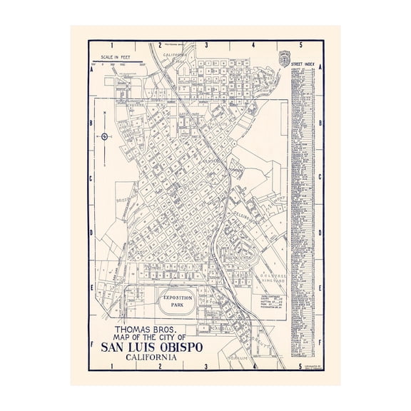 San Luis Obispo Art, 1920 Vintage Map of San Luis Obispo California, CA History Wall Decor Gift, Old San Luis Obispo Map - 18" x 24" Unframed Print