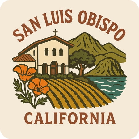 San Luis Obispo California Keepsakes Souvenir Vinyl Sticker – Destination Travel Keepsake Collectible (3-Inches Wide)