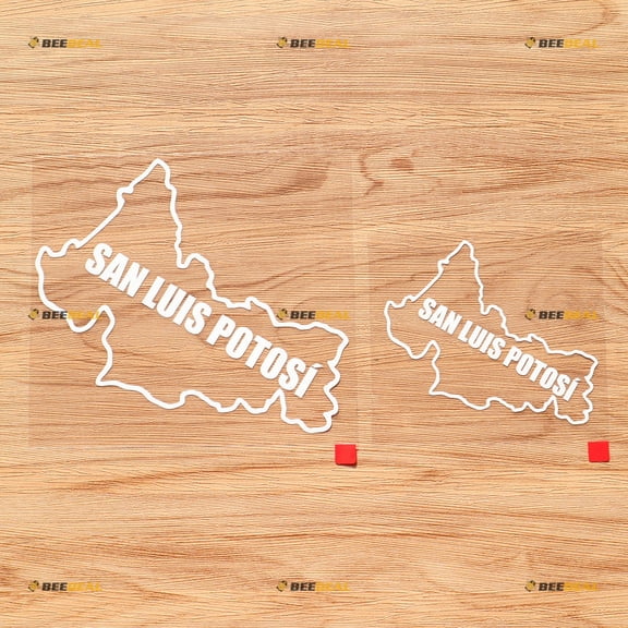 San Luis Potosi SLP Map Outline Mexico Mexican Vinyl Decal Sticker - 2 Pack White, 4 Inches, 6 Inches - Die Cut No Background