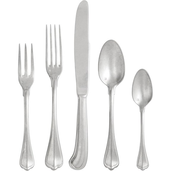 San Marco 18/10 Stainless Steel Flatware, 20 Piece Place Setting With Table Knives, Forks and Spoons (Service For 4), Dishwasher Safe, Antiqued