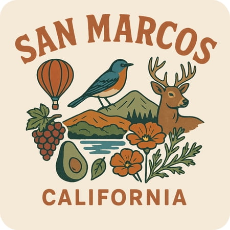 San Marcos California Keepsakes Souvenir Vinyl Sticker – Destination Travel Keepsake Collectible (3-Inches Wide)