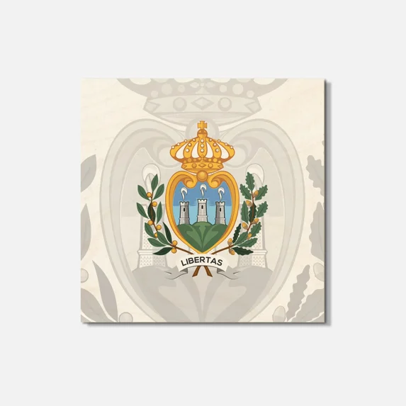 San Marino Coat Of Arms 4'' X 4'' Square Wooden Coaster