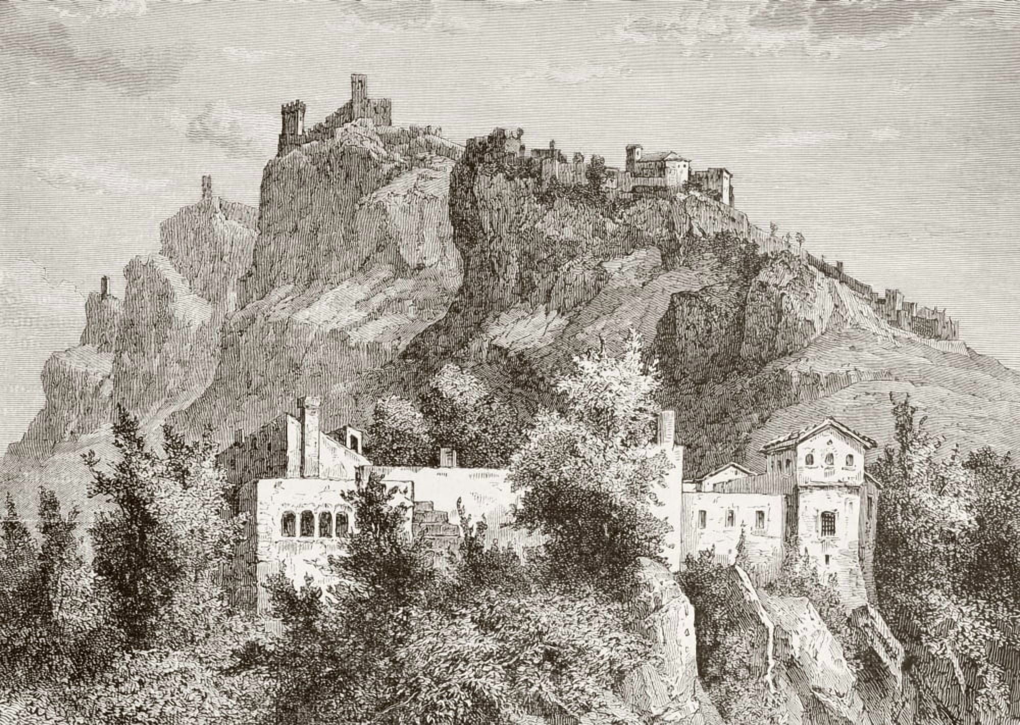 San Marino In The Late 19Th Century From El Mundo Ilustrado Published Barcelona Circa 1880 Canvas Art - Ken Welsh Design Pics (17 x 12)