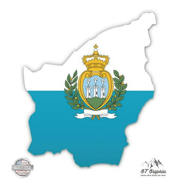 San Marino Map Flag Country Shape - 12" Vinyl Sticker Waterproof Decal