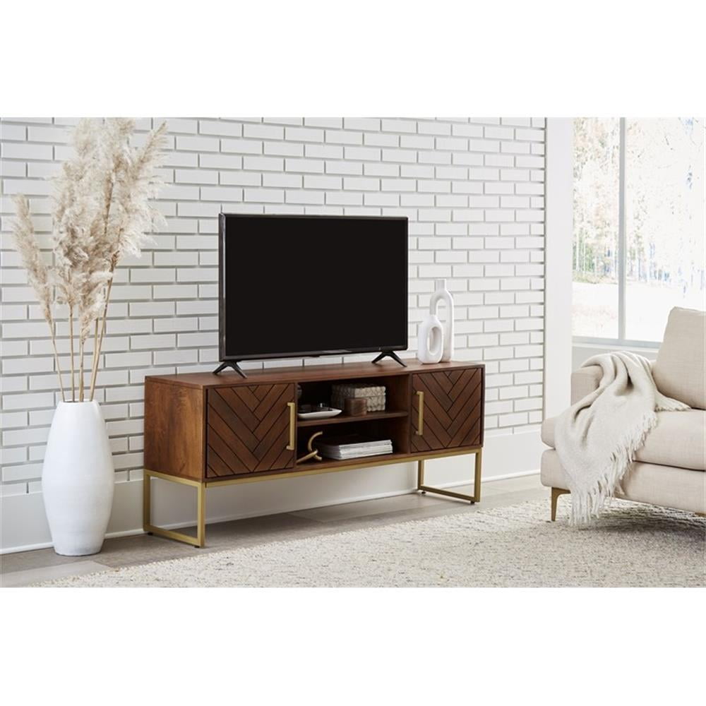 San Marino Mid-Century Modern 2-Door Wood TV Stand for TVs up to 60" in Brown