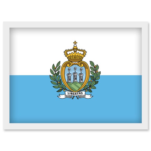 San Marino National Flag Patriotic Vexillology World Flags Country Region Poster Artwork Framed Wall Art Print A4
