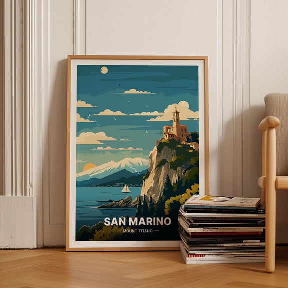 San Marino Travel Poster, Mount Titano Art, European Landmarks Wall Decor, Adventure Awaits Artwork Wall Art, Modern Wall Decor, 16x24 UNFRAMED