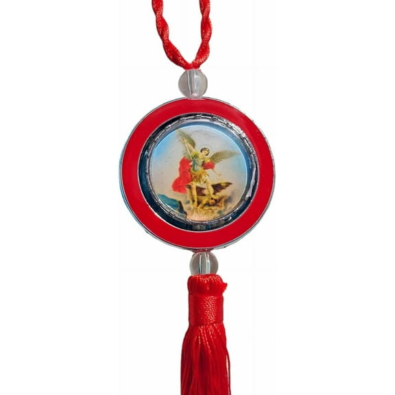 San Miguel Saint Michael Colgante Religioso para el Espejo Retrovisor con o sin Postal de rezo Rear View Mirror Hanger Card Available in English or Spanish (COLGANTE)