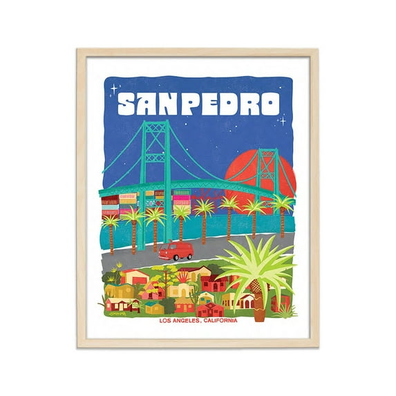 San Pedro Retro Travel Poster, California Vintage Wall Art Print, Beach Surfing Wall Art, Modern Wall Decor, 24x36 UNFRAMED