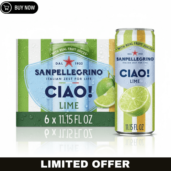 San Pellegrino Ciao Lime Sparkling Water 11.15 fl oz 6 Cans