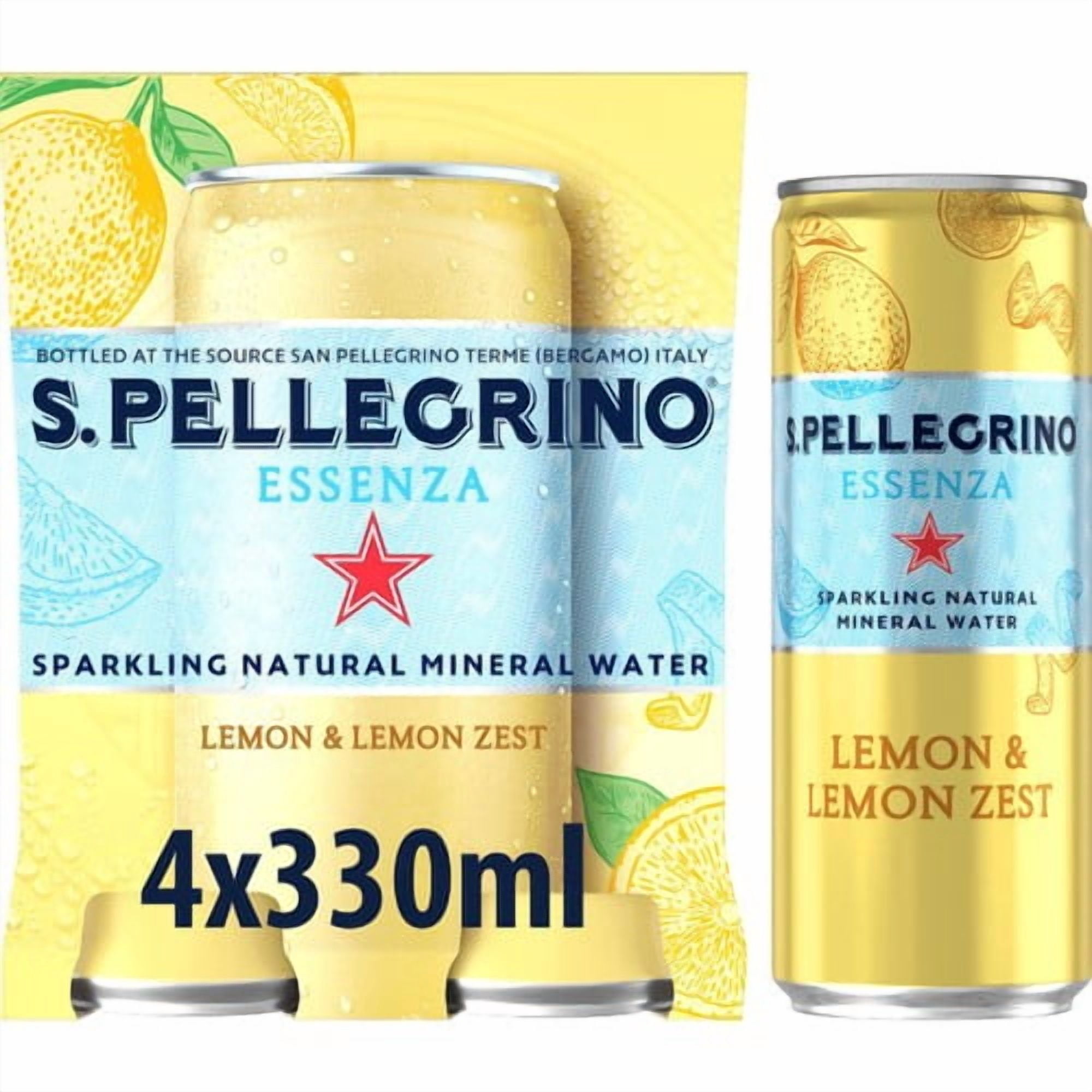 San Pellegrino Essenza Sparkling Water Lemon 4 x 330ml, British Import (Pack of 2)