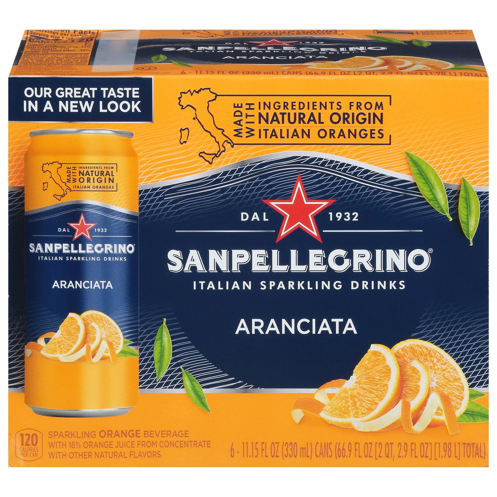 (Pack Of 4) San Pellegrino Sparkling Beverage Aranciata 6 Pack 66.9 Fl Oz