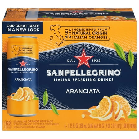 San Pellegrino Sparkling Beverage Aranciata 6 Pack 66.9 fl oz (Pack Of 4)