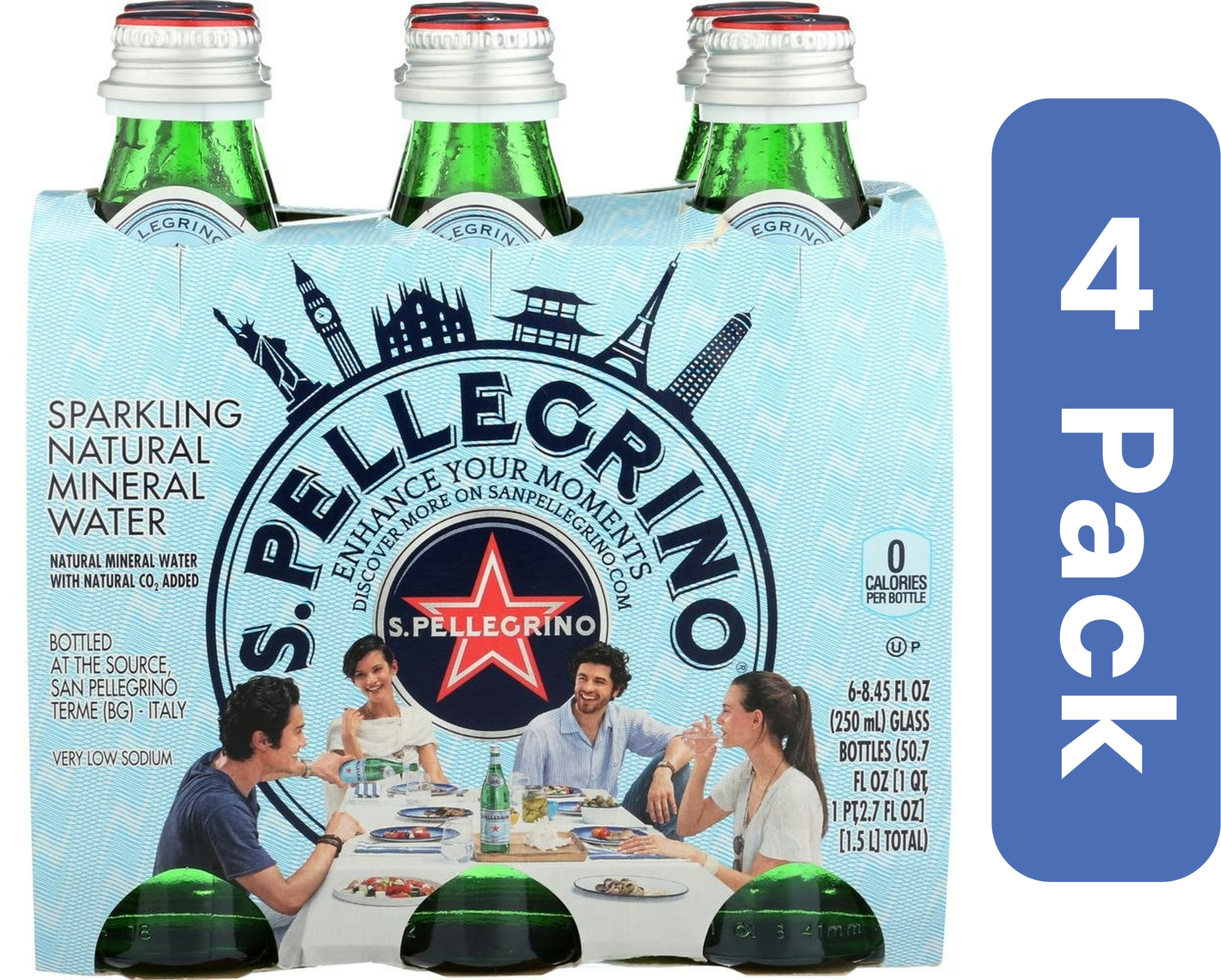 San Pellegrino Sparkling Mineral Water 6 x 250 ml 50.7 fl oz (Pack Of 4)