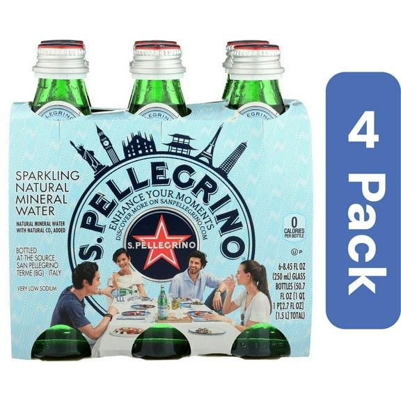 San Pellegrino Sparkling Mineral Water 6 x 250 ml 50.7 fl oz (Pack Of 4)