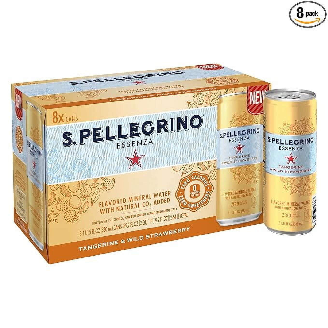 San Pellegrino Tangerine & Wild Strawberry Mineral Sparkling Water 11.15 Fl Oz (Pack of 8)