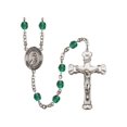 thumbnail image 1 of San Peregrino Silver-Plated Rosary 6mm December Blue Fire Polished Beads Crucifix Size 1 5/8 x 1 medal charm, 1 of 1