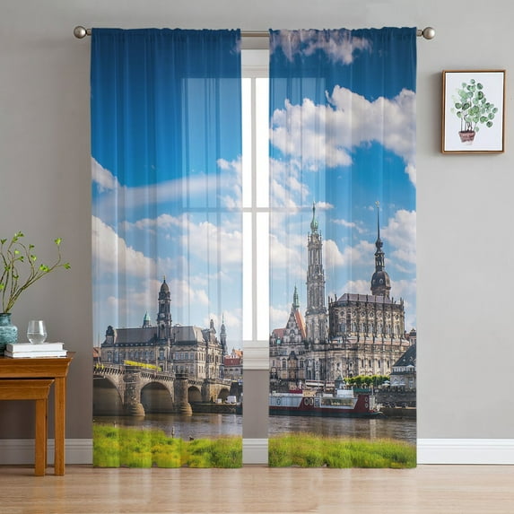 San Pietro Basilica Rome Retro Styled Chiffon Sheer Curtains for Living Room Bedroom Window Curtain Voiles Tulle Cortinas