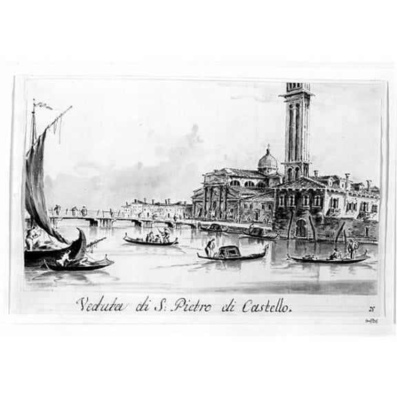 San Pietro Di Castello Poster Print by Giacomo Guardi - Italian Venice 1764 1835 Venice - 18 x 24