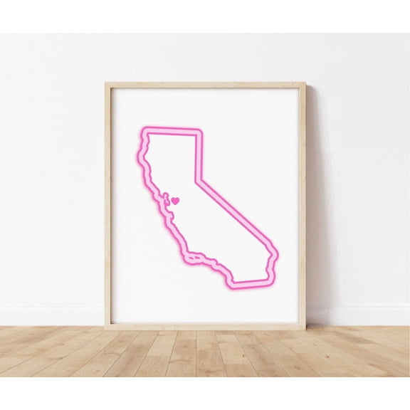 San Ramon California Wall Art Print, Heart City Map Decor