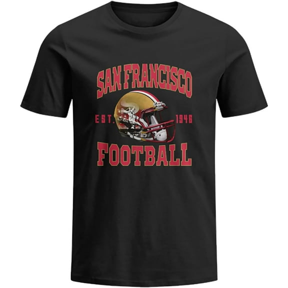 San Red Francisco City T-Shirt for Men Short Sleeve Vintage Printed Apparel Tshirt Football Sports for Adult