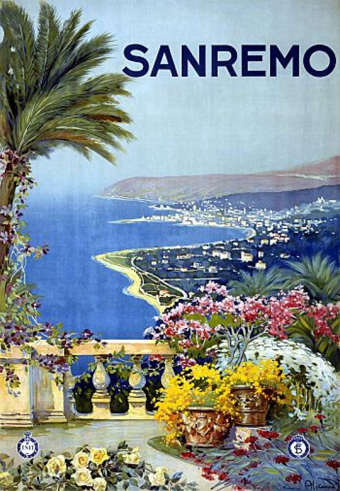 San Remo Italy Historic Travel Canvas Art -  (18 x 24)