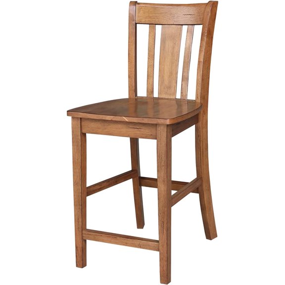 San Remo Solid Wood Counter Height Stool - 24" H Distressed Oak