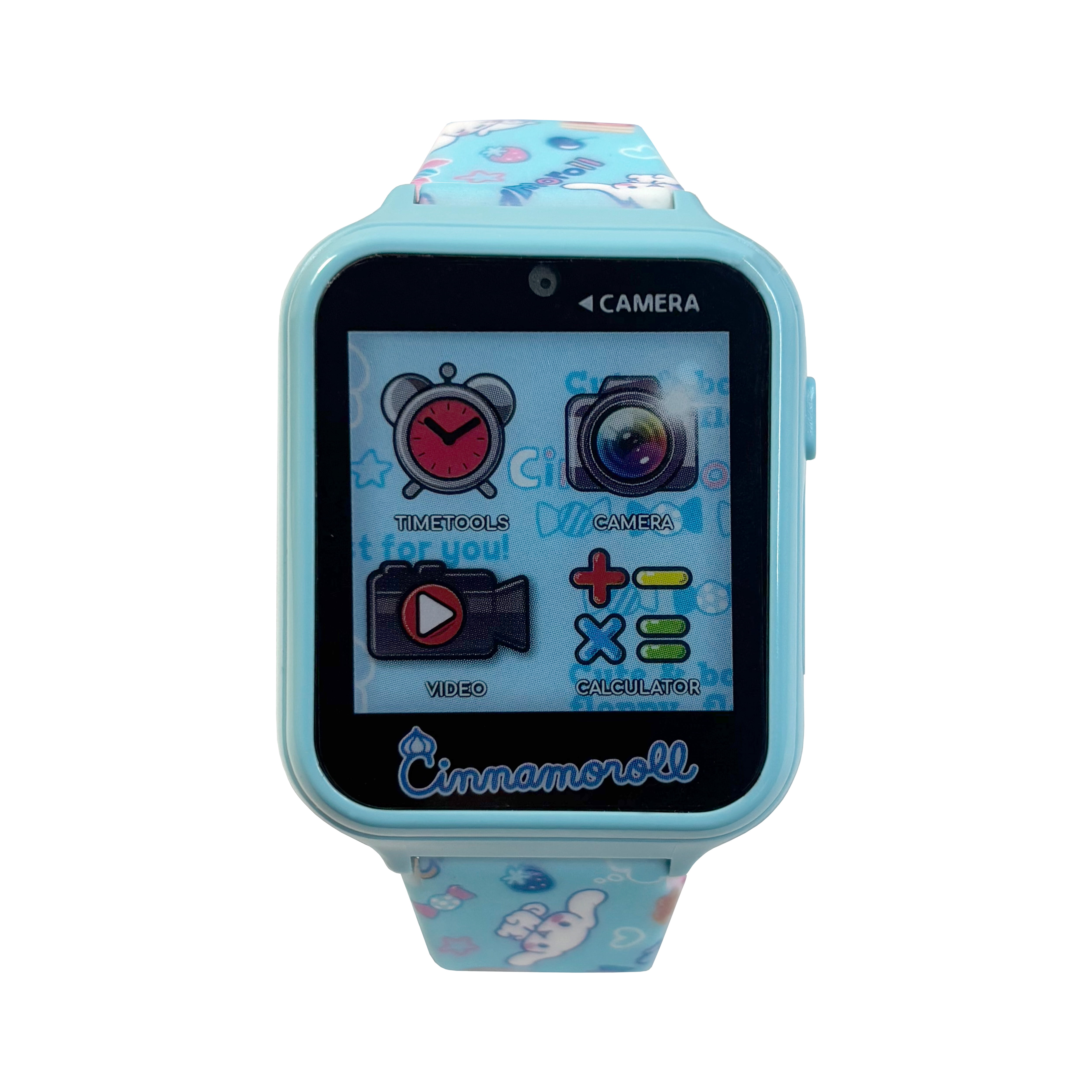 San Rio Cinnamoroll Interactive Smart Watch with Light Blue Case and Printed Matching White Silicone Strap; CNR4000