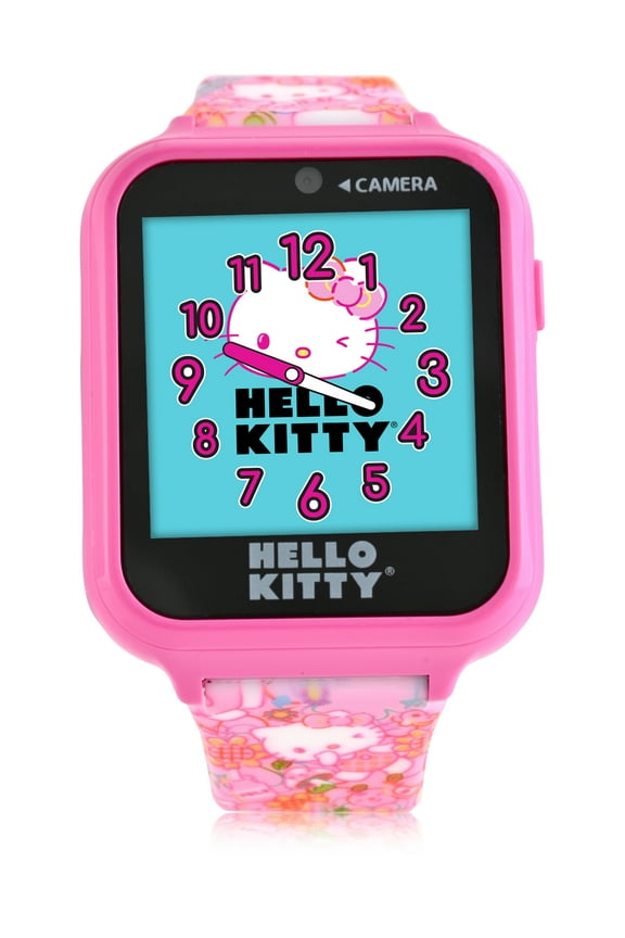 San Rio Hello Kitty Unisex Child Smart Watch with Silicone Strap with Rectangular Pink Case 42MM ( HK4152WM)