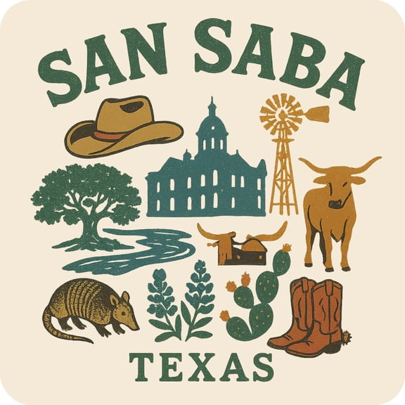 San Saba Texas Keepsakes Souvenir Vinyl Sticker – Destination Travel Keepsake Collectible (4-Inches Wide)