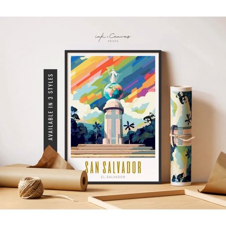 San Salvador Poster El Salvador Art Poster Salvadoran Art Retro San Salvador Art Central American Art Poster Travel Art Home Decor, 8x12 UNFRAMED