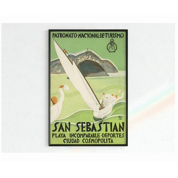 San Sebastian Sailing Regatta Vintage Travel Poster Home Decor Office Wall Art