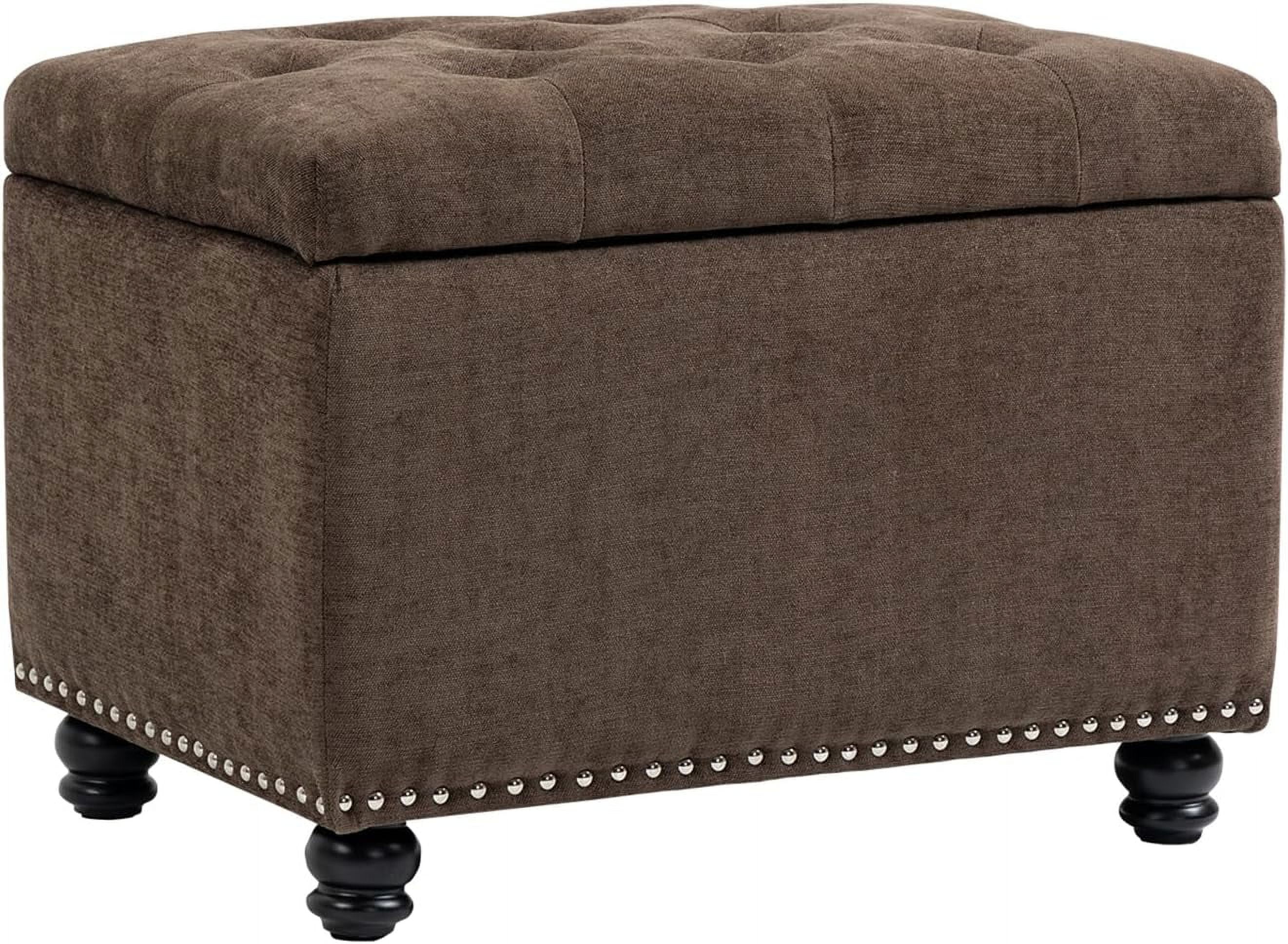 Upholstered Tufted Storage Ottoman, Storage Ottoman Footstool with
