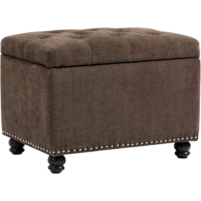 Upholstered Tufted Storage Ottoman, Storage Ottoman Footstool with