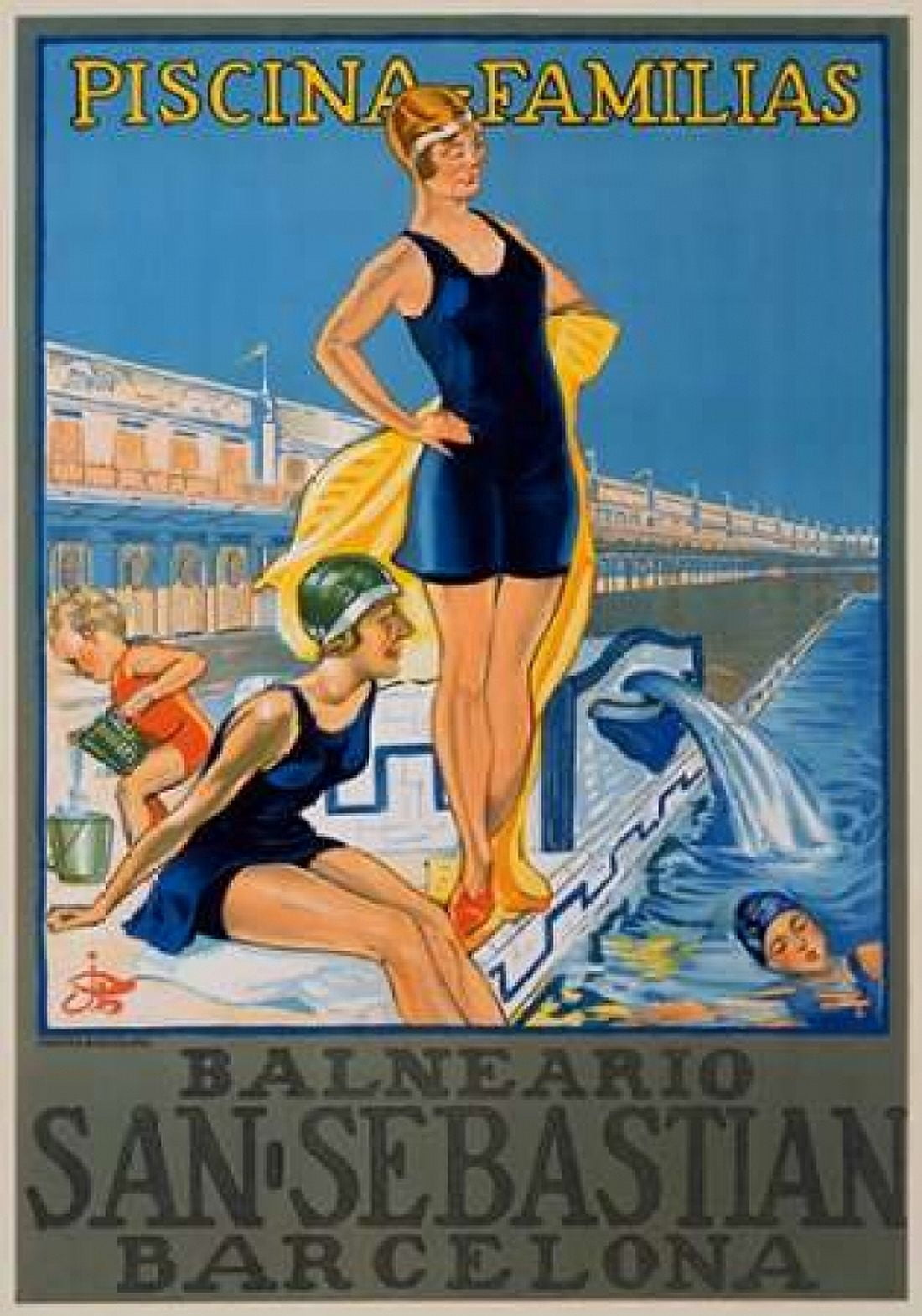 San SebastianPiscina Familias Barcelona Canvas Art - Unknown (20 x 28)