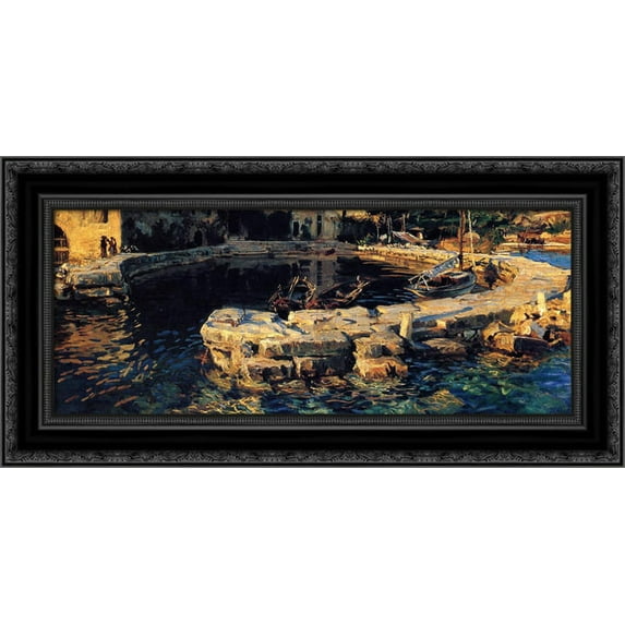 San Vigilio, Lake Garda 24x14 Black Ornate Wood Framed Canvas Art by Sargent, John Singer