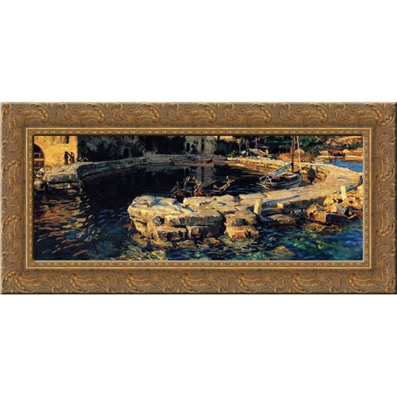 San Vigilio, Lake Garda 24x14 Gold Ornate Wood Framed Canvas Art by Sargent, John Singer