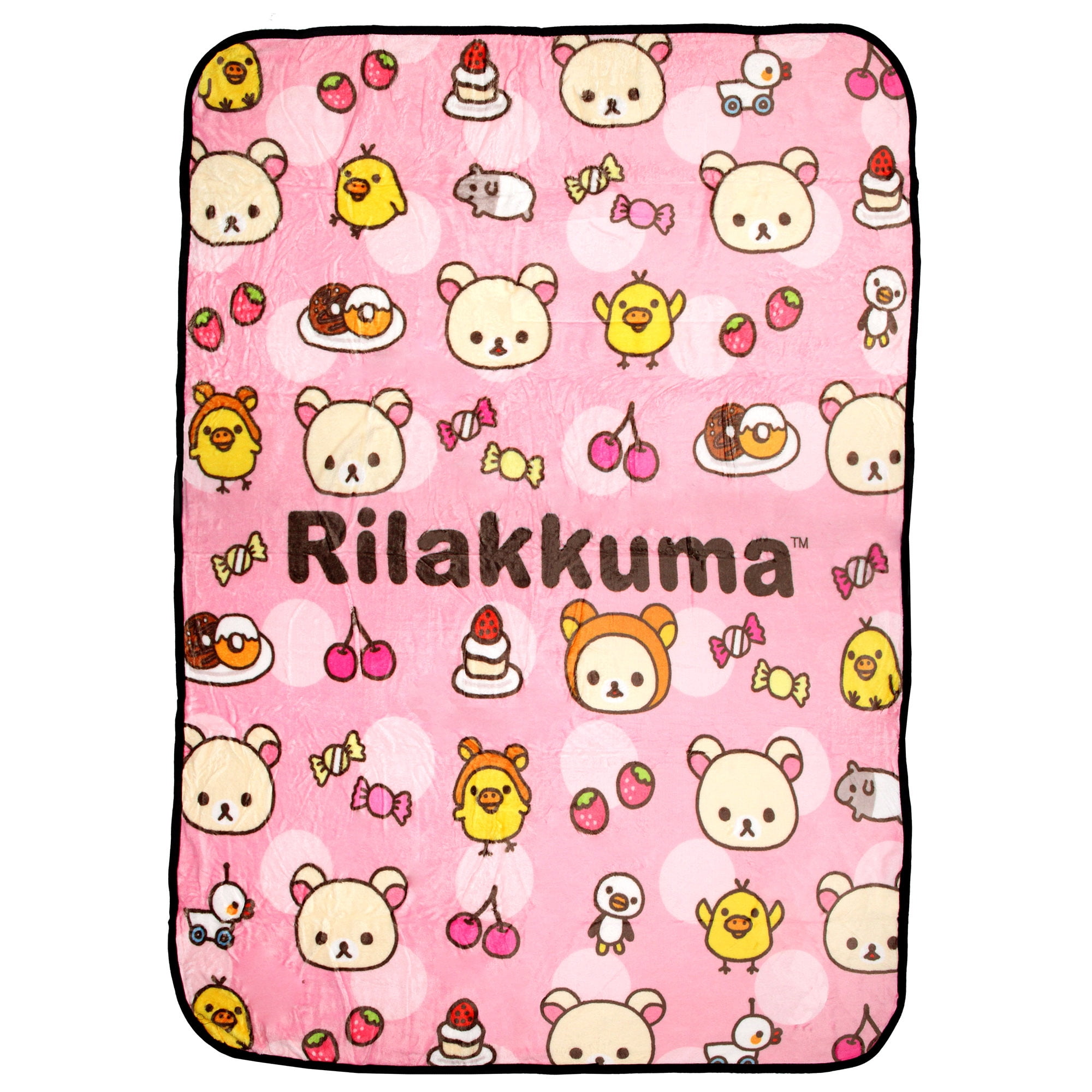 San-X Rilakkuma Korilakuma And Kiiroitori Soft Plush Fleece Throw
