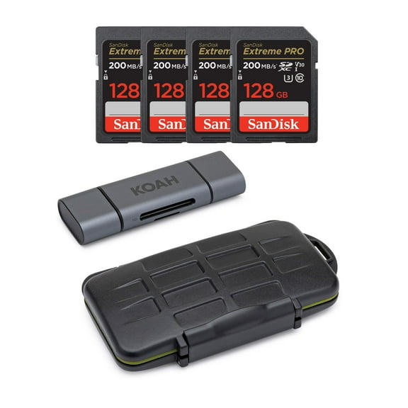 SanDisk 128GB Extreme PRO 200 MB/s UHS-I SDXC Memory Card Bundle with Case
