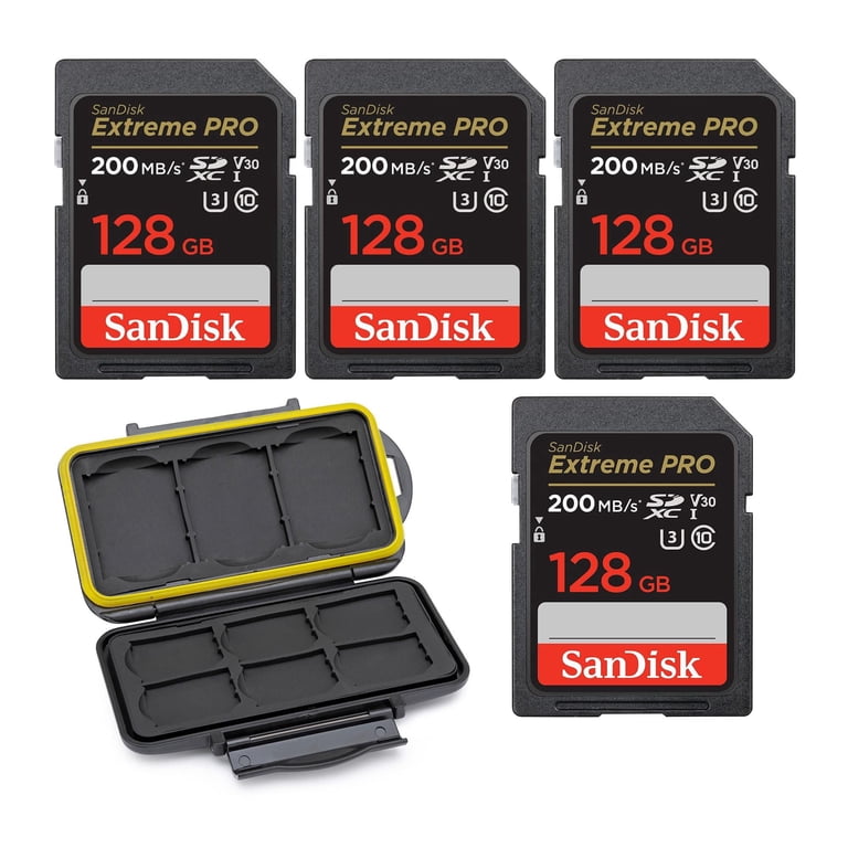 SanDisk 128GB Extreme PRO 200MB/s Memory Card (4-pack) with Memory